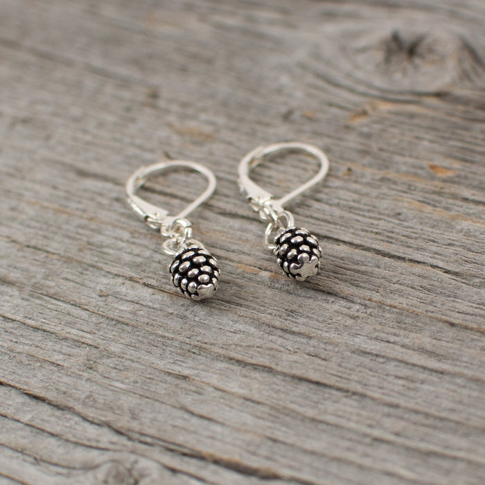 Mini Pine cone charm silver earrings - Artfest Ontario - Lisa Young Design - Earrings