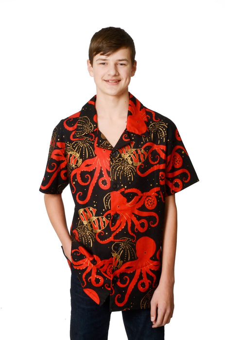 Oriental Octopus Pattern - Red - Hawaiian Shirt - Artfest Ontario - Joe-Feak - Clothing & Accessories
