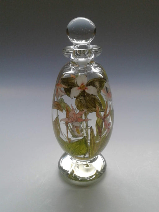 Painted Floral Bottle with Orchids - Artfest Ontario - Lukian Glass Studios - Glass Work