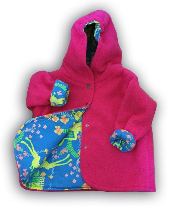 Pink Froggy Polar Fleece Reversible Jacket - Artfest Ontario - Muffin Mouse Creations - Clothing & Accessories