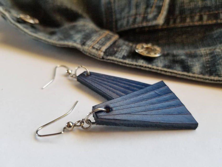 Plum Leather Dangle Earrings Gift Bag, Boho Beach Wedding