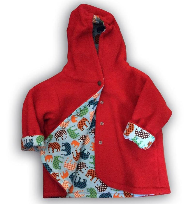 Red Elephant Polar Fleece Reversible Jacket - Artfest Ontario - Muffin Mouse Creations - Clothing & Accessories
