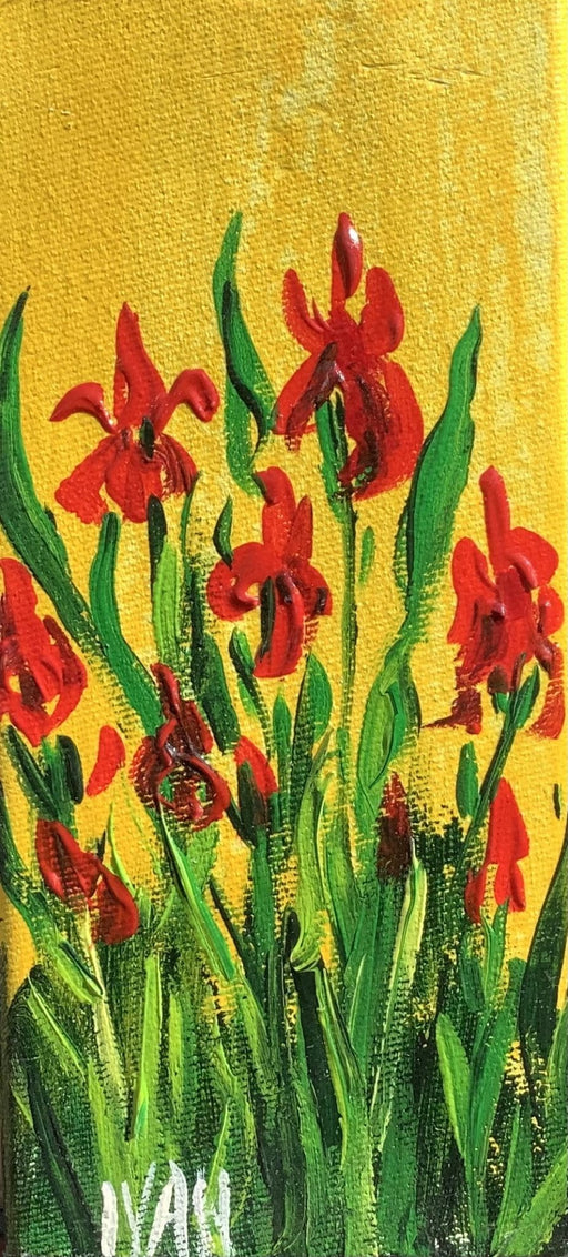 Red Iris on Yellow - Artfest Ontario - Art by Ivan - Paintings -Artwork - Sculpture