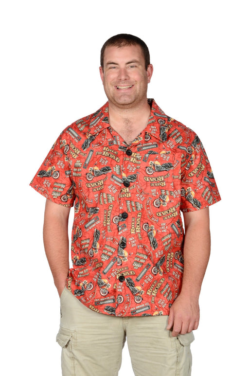 Ride King Motorcycle Pattern - Hawaiian Casual Shirt - Artfest Ontario - Joe-Feak - Clothing & Accessories