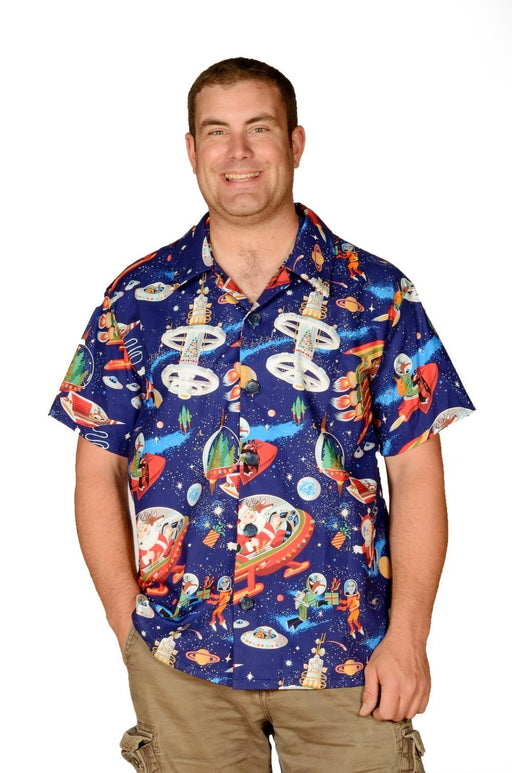 Santa in Space Pattern - Hawaiian Shirt - Artfest Ontario - Joe-Feak - Clothing & Accessories