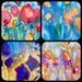 Set of 4 Reusable Floral Drink Coasters - Artfest Ontario - Cindy Matthews - Mixed Media