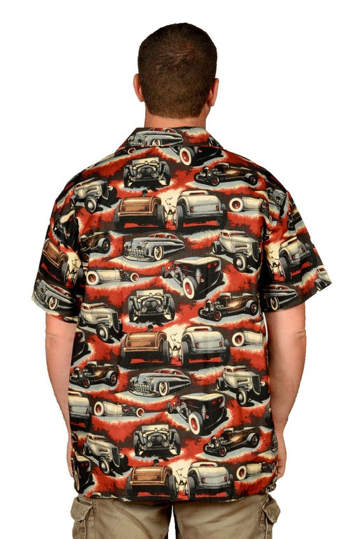 Shadow Hot Rods Retro Cars Pattern - Red - Hawaiian Shirt - Artfest Ontario - Joe-Feak - Clothing & Accessories