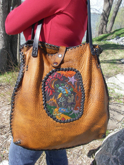 Shopping Bag Hand Carved Inlay - Artfest Ontario - Gu krea..shun - Bags