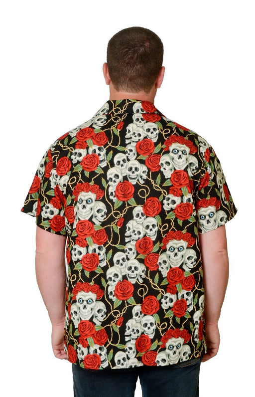 Skull and Roses Pattern - Red - Hawaiian Shirt - Artfest Ontario - Joe-Feak - Clothing & Accessories