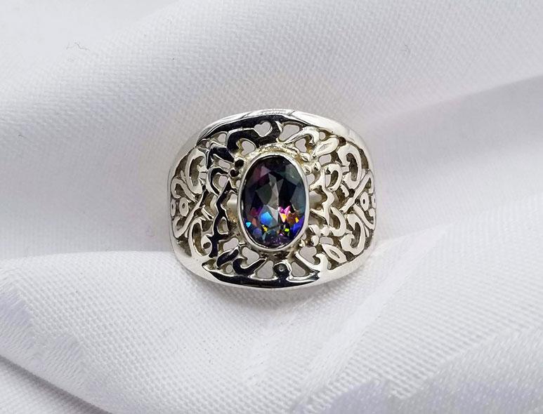 Sterling Filigree Mystic Topaz Ring - Artfest Ontario - Delicate Touch Jewellery - Fine Jewellery