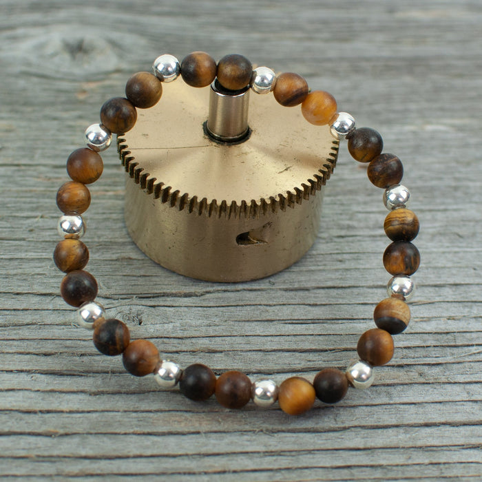Sterling Silver and Frosted Tigers Eye Bead Bracelet - Artfest Ontario - Lisa Young Design - Bracelets