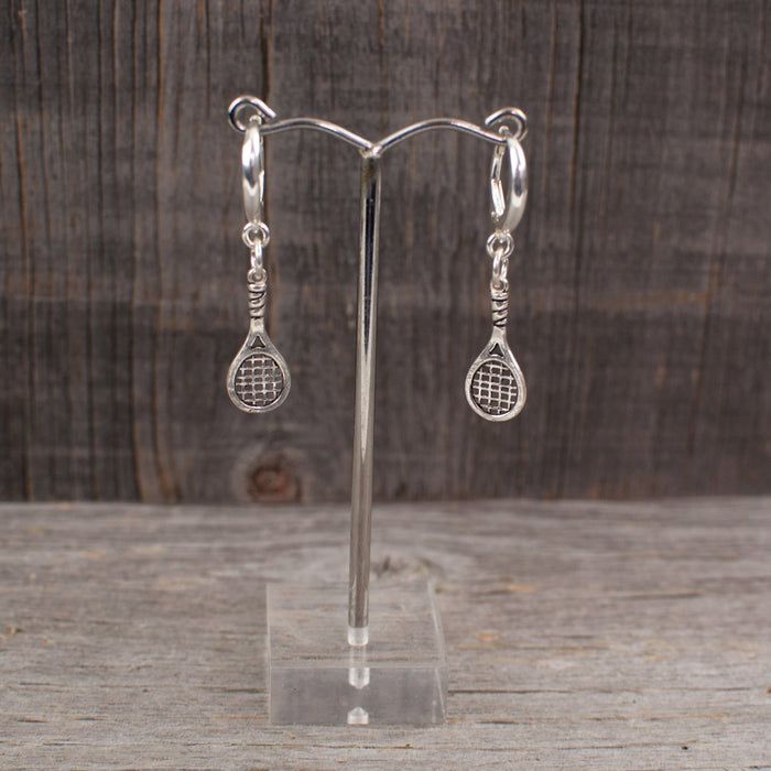 Tennis racquet charm Silver earrings - Artfest Ontario - Lisa Young Design - Earrings