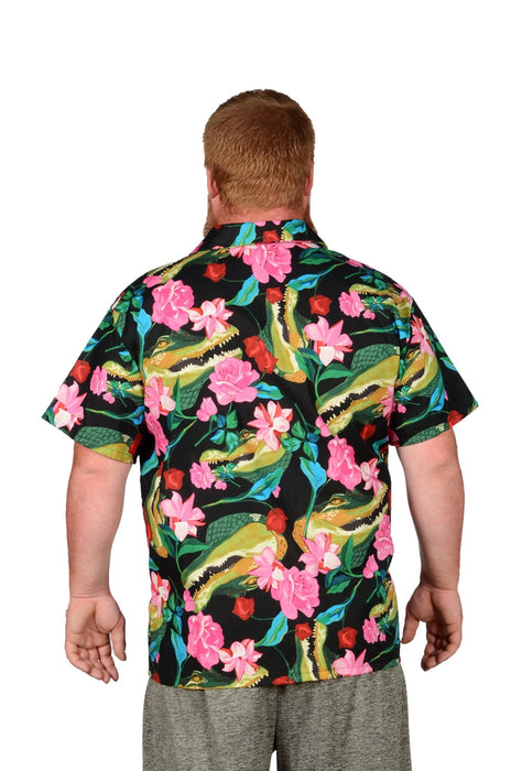 Tropical Crocodile Pattern - Black - Hawaiian Shirt - Artfest Ontario - Joe-Feak - Clothing & Accessories