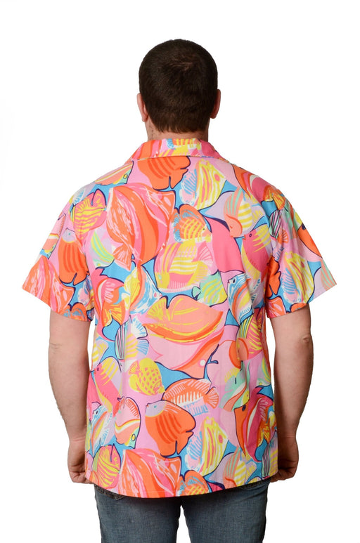 Tropical Fish Pattern - Coral and Blue = Hawaiian Shirt - Artfest Ontario - Joe-Feak - Clothing & Accessories