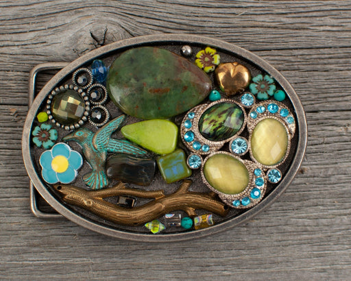 Turquoise Oval Belt Buckle - Artfest Ontario - Lisa Young Design - Belt Buckles