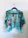 Turquoise Tropical Floral Sheer Cropped Kimono - Artfest Ontario - Halina Shearman Designs - Cropped Kimono