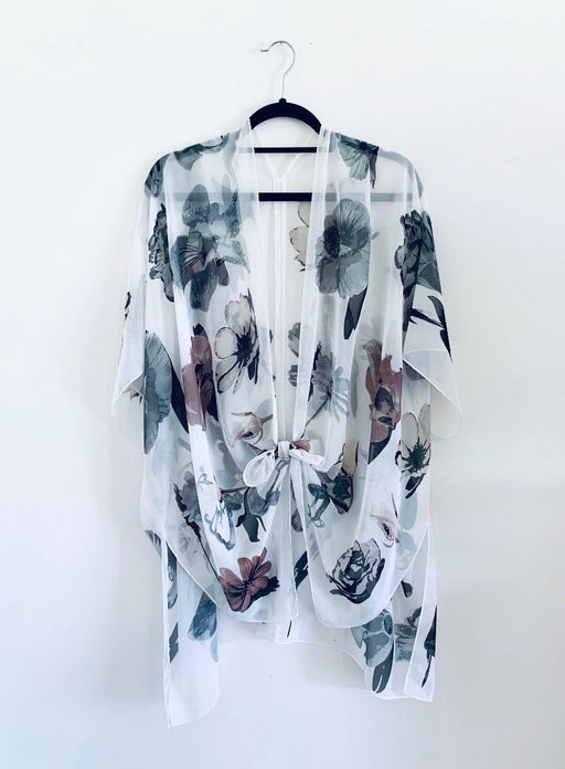 White Floral Sheer Kimono - Artfest Ontario - Halina Shearman Designs - Sheer Kimono