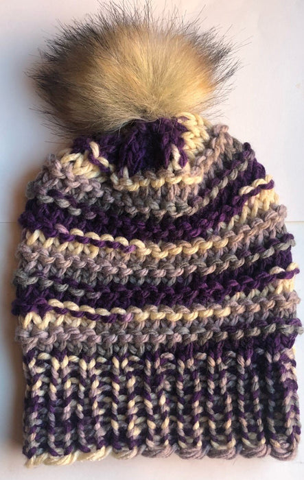 Youth Toque Mixed Purple - Artfest Ontario - Knotty Knit Studio - Hand Made Knitwear